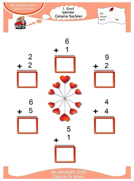 Çocuklar İçin toplam işlemi yaprak testleri 